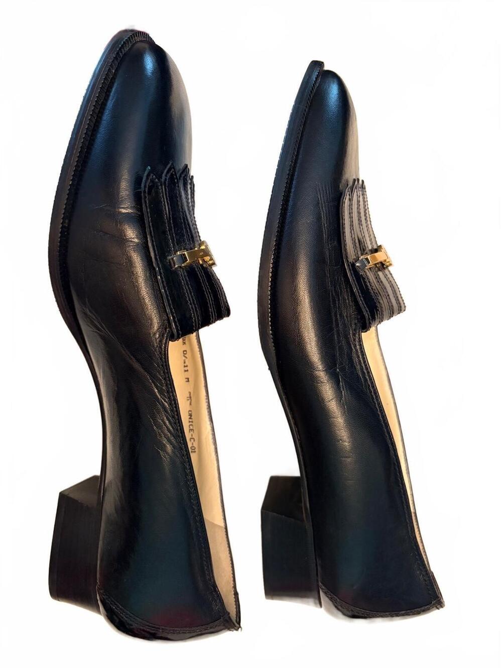 VINTAGE NWOT Bally Black Loafer Pumps 8.5 EU/11 M US - Picture 8 of 9